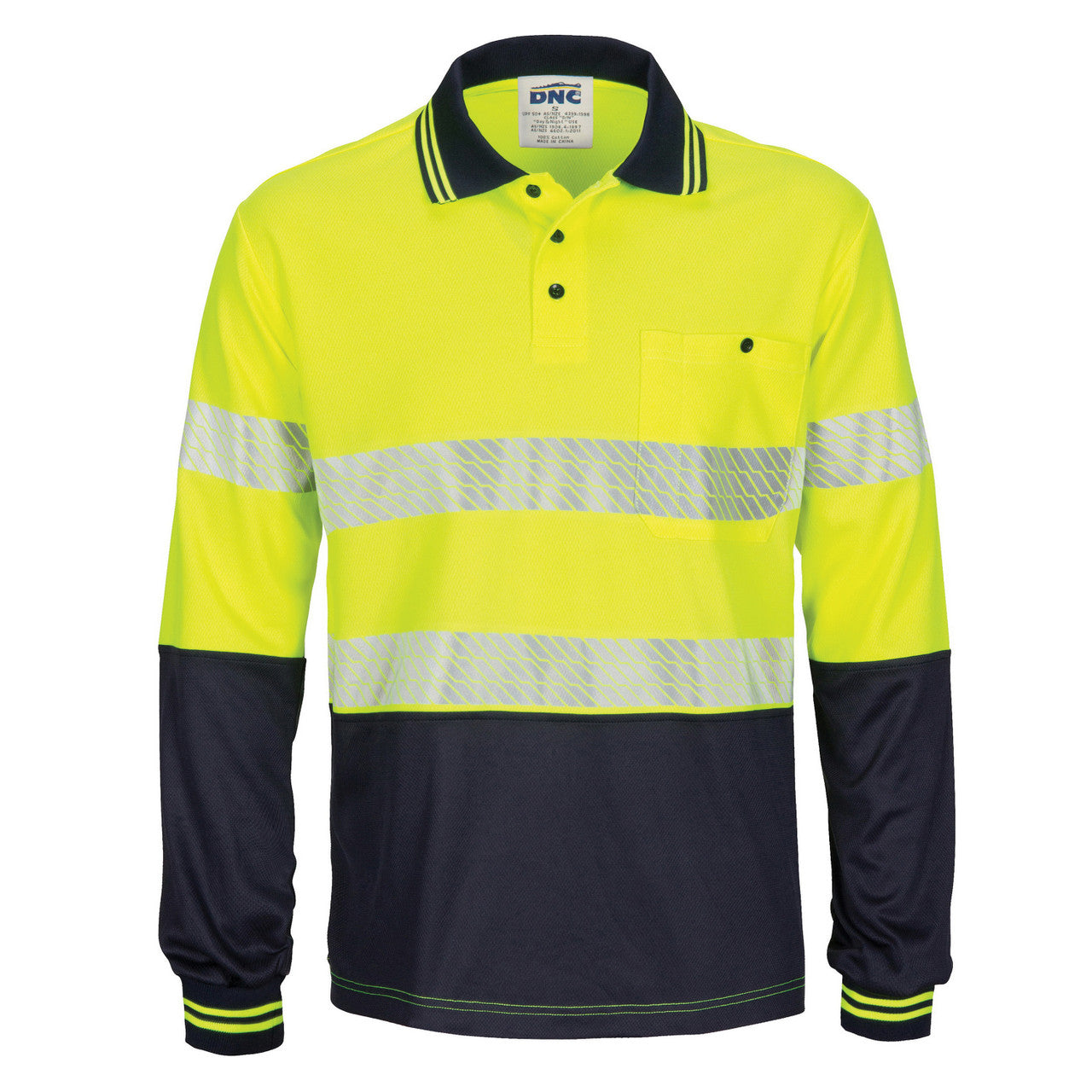 DNC HIVIS Segment Taped Mircomesh Polo - Long Sleeve 3513