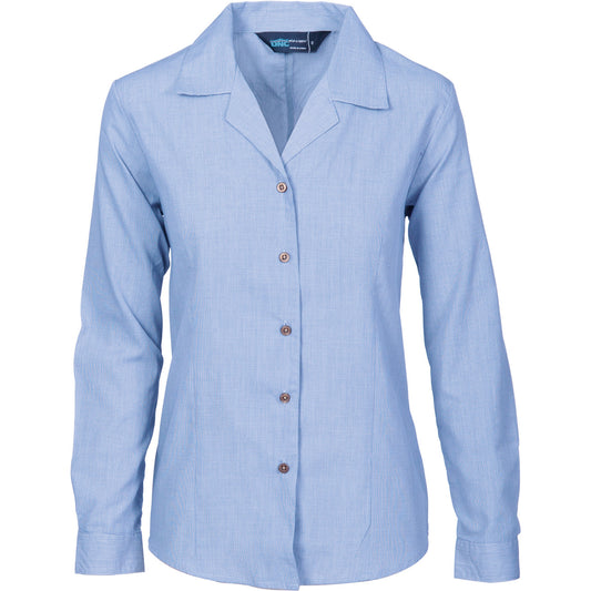 DNC Ladies Revere Collar Mini (Check) Houndstooth B.Shirt - long sleeve 4256
