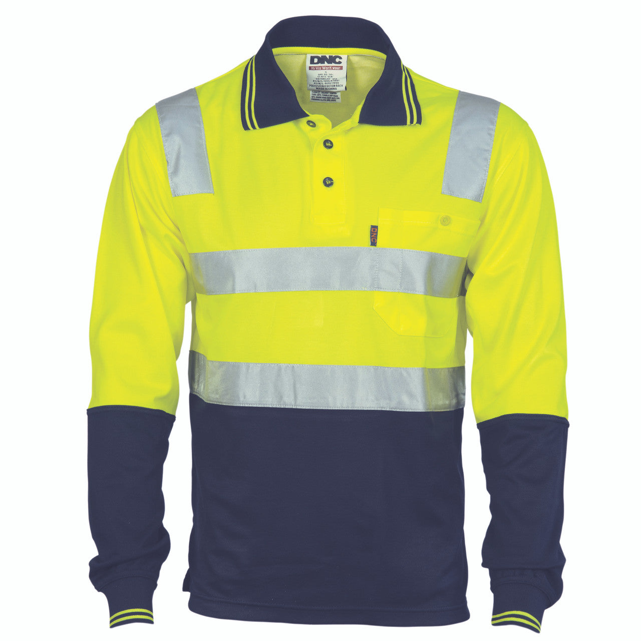 DNC Cotton Back HiVis Two Tone Polo Shirt with CSR R/ Tape - L/S 3818
