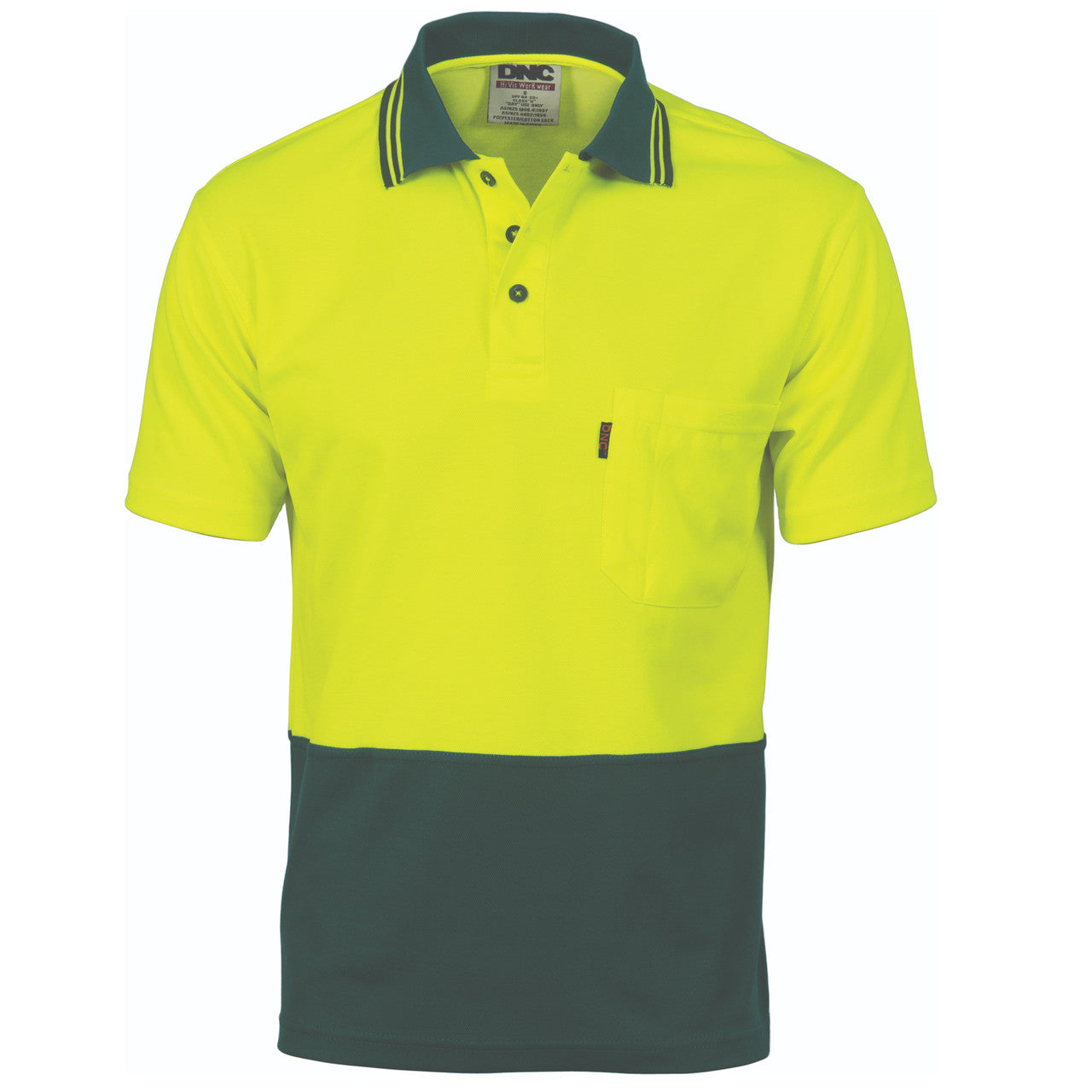 DNC Cotton Back HiVis Two Tone Fluoro Polo - Short Sleeve 3814