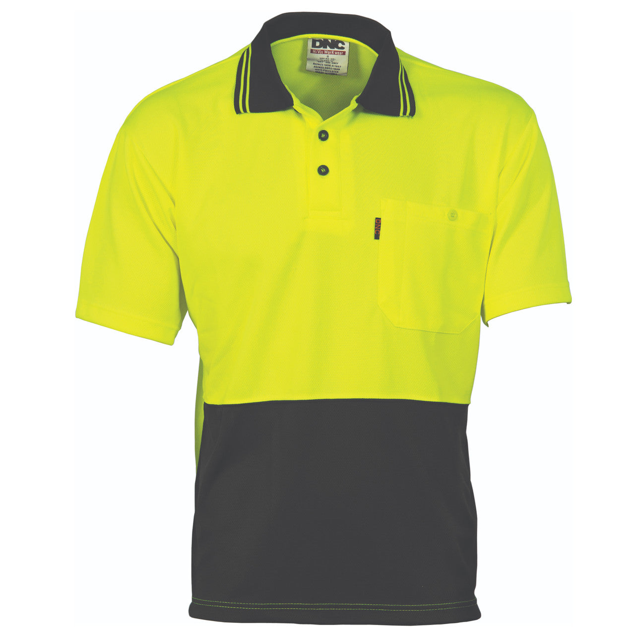 DNC HiVis Two Tone Cool Breathe Polo Shirt, Short Sleeve 3811