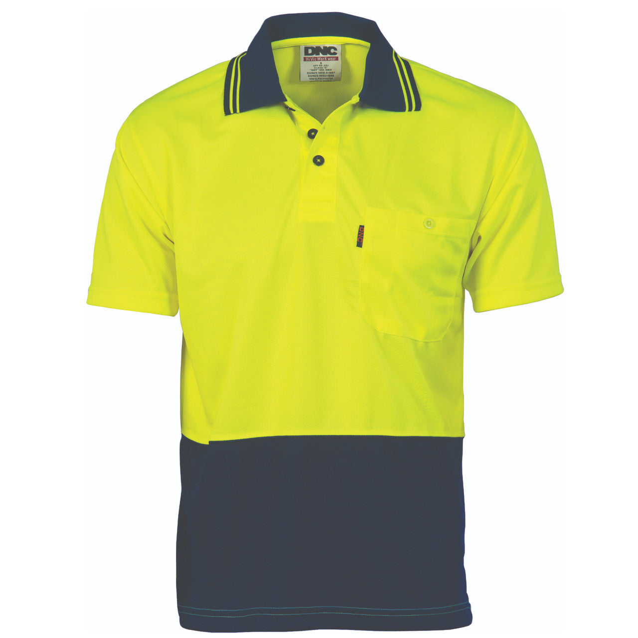DNC HiVis Two Tone Cool Breathe Polo Shirt, Short Sleeve 3811