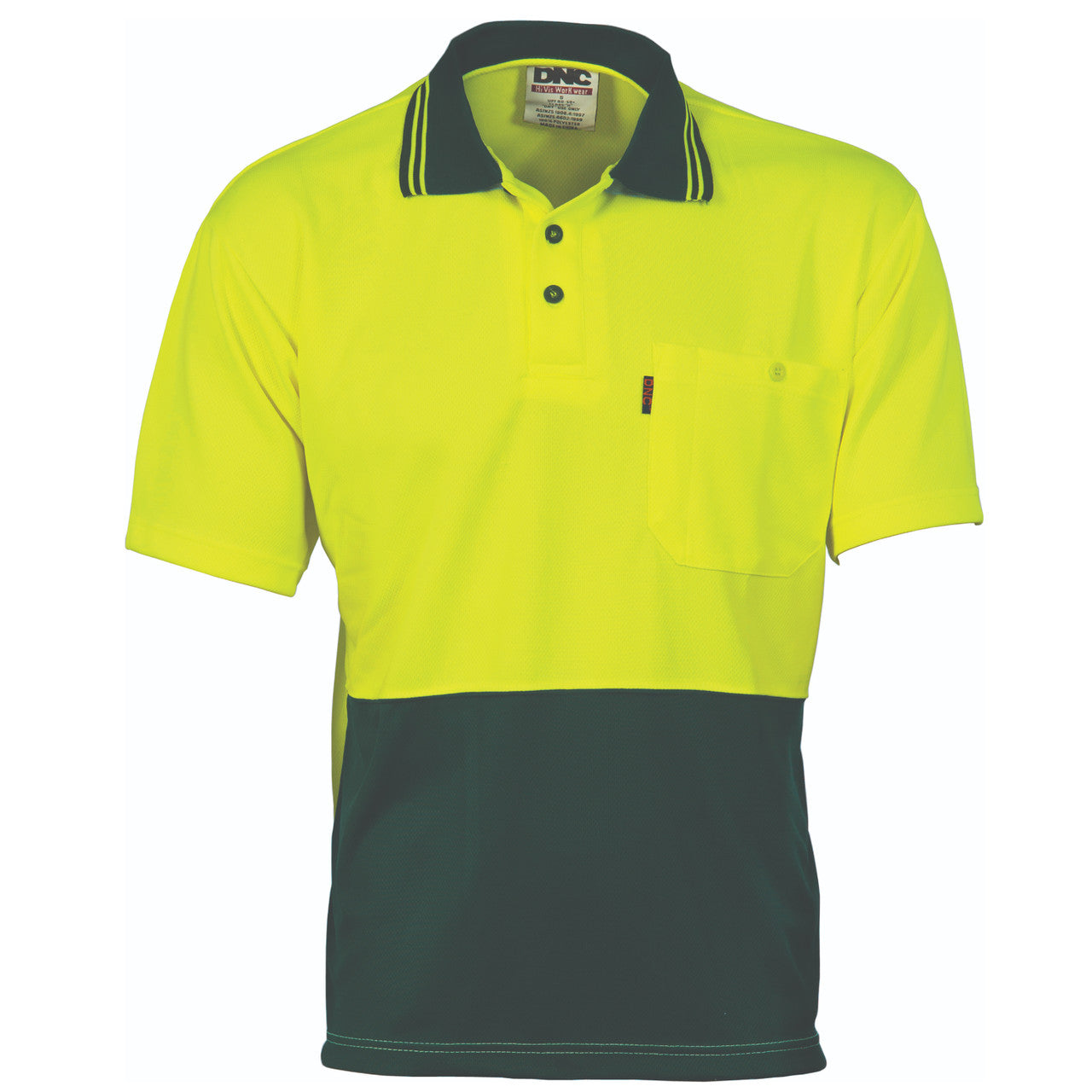 DNC HiVis Two Tone Cool Breathe Polo Shirt, Short Sleeve 3811
