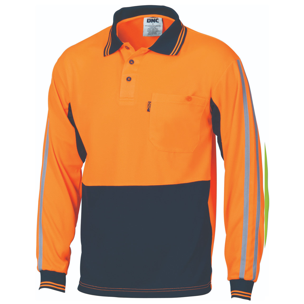 DNC HiVis Cool-Breathe Stripe Polo - long Sleeve 3756