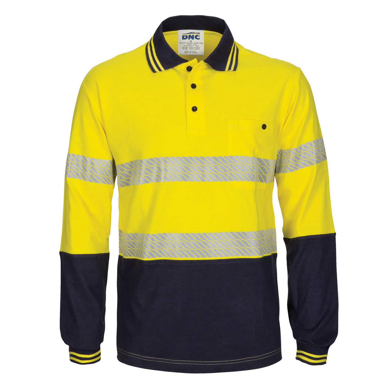 DNC HIVIS Segment Tape Cotton Jersey Polo - Long Sleeve 3516