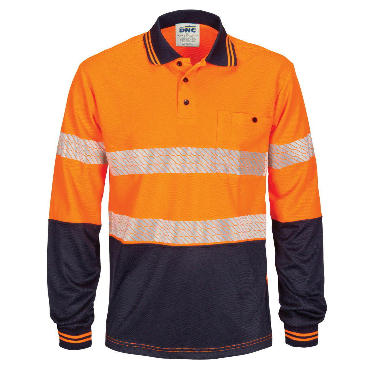 DNC HIVIS Segment Taped Mircomesh Polo - Long Sleeve 3513