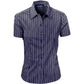 DNC Ladies Stretch Yarn Dyed Contrast Stripe Sh irts -Short Sleeve 4233