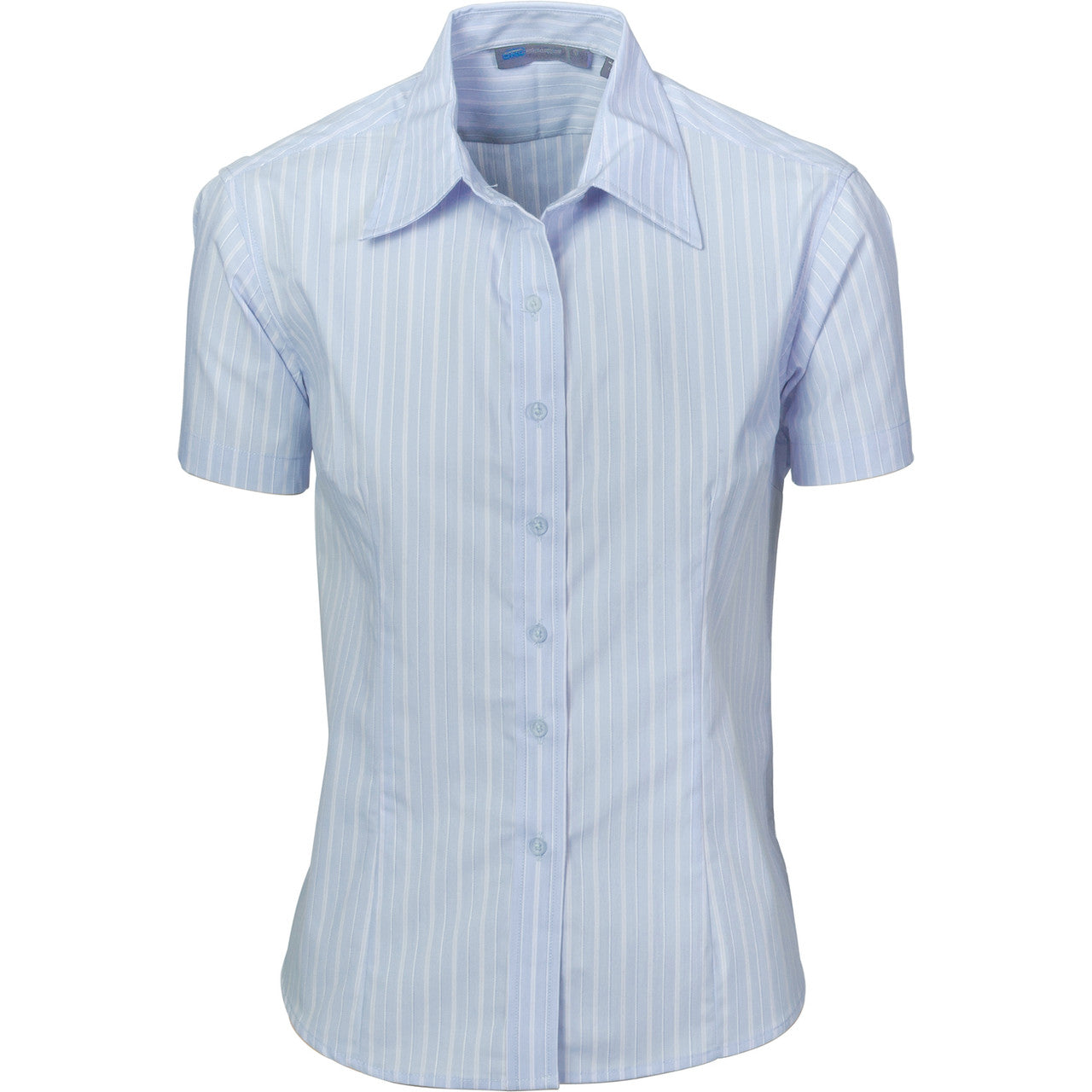 DNC Ladies Stretch Yarn Dyed Contrast Stripe Sh irts -Short Sleeve 4233