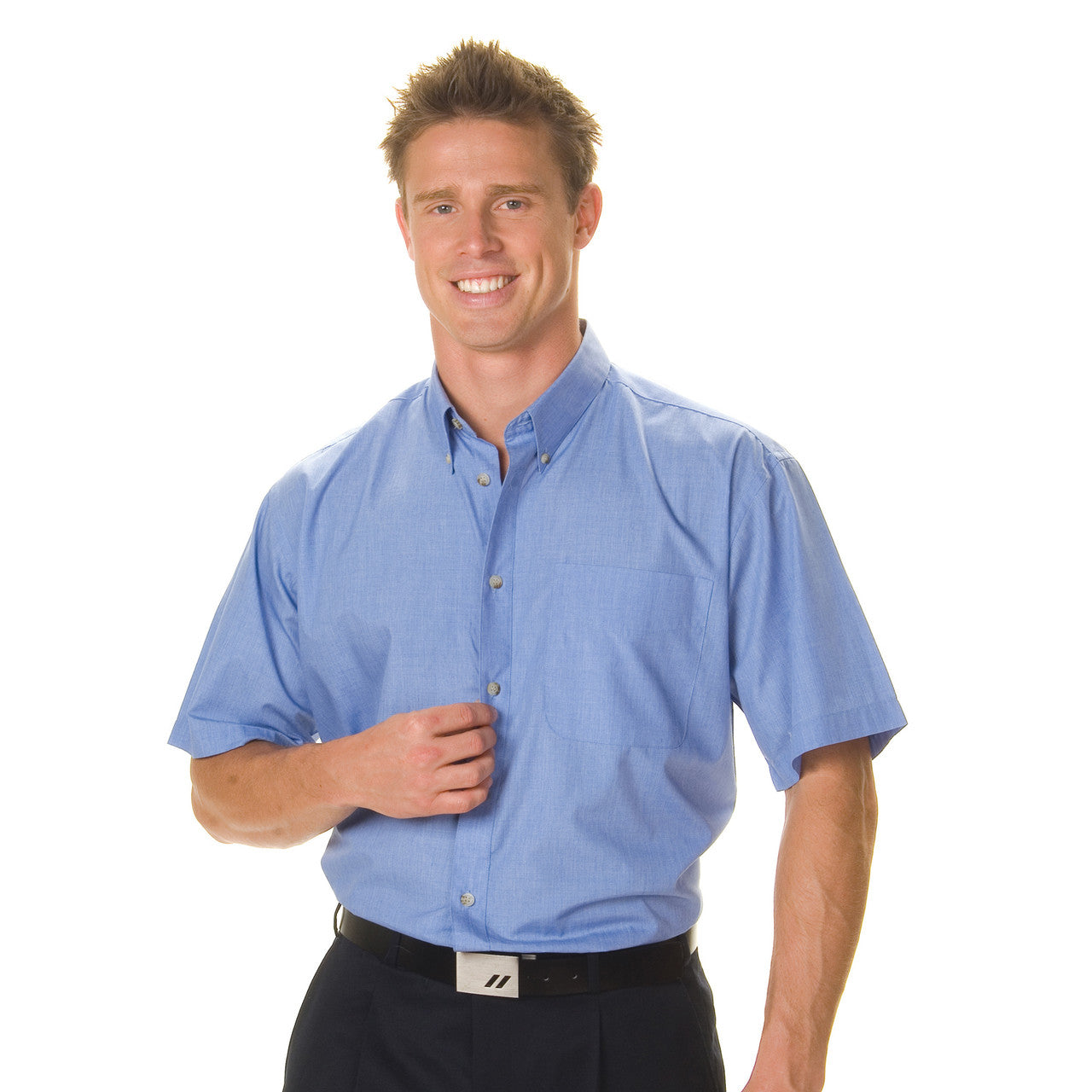 DNC Polyester Cotton Chambray Business Sh irt - Short Sleeve 4121