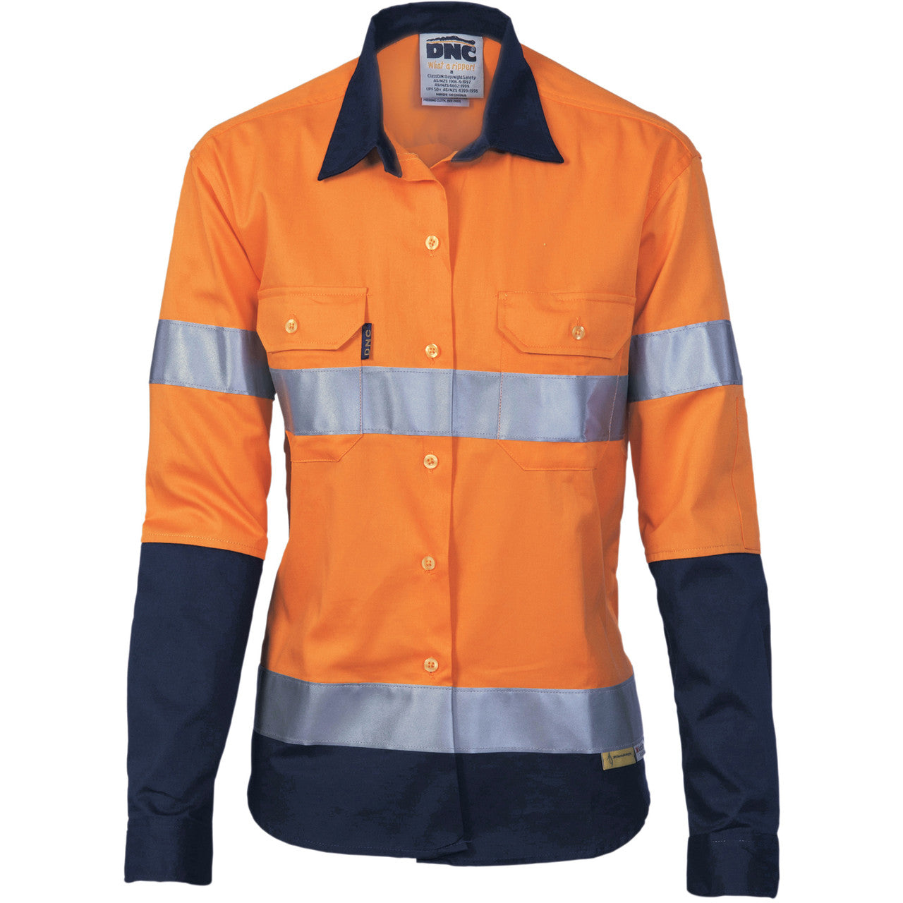 DNC Ladies HiVis Two Tone Drill Sh irt with 3M R/Tape - Long sleeve 3936