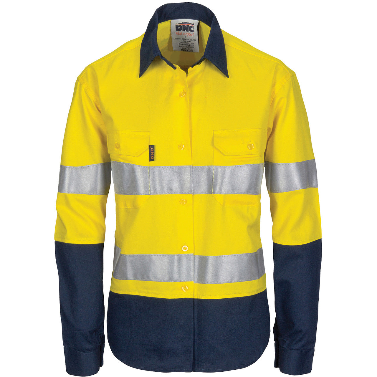DNC Ladies HIVIS Cool-Breeze Cotton Shirt with CSR R/Tape - Long Sleeve 3786