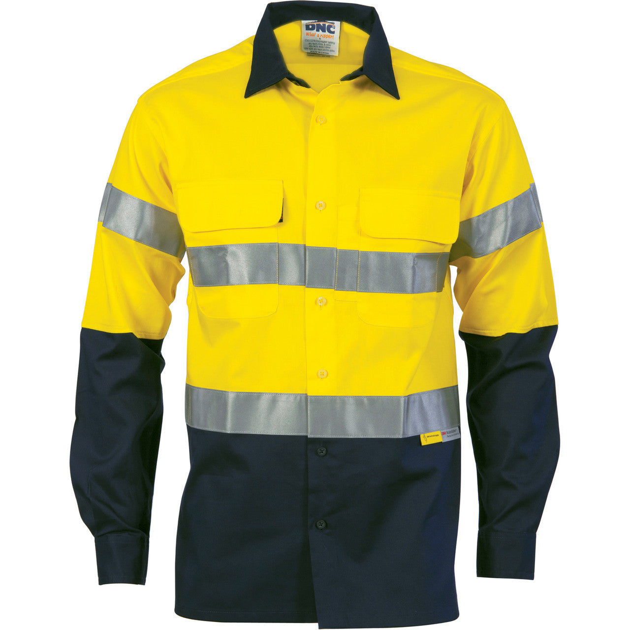 DNC HiVis Cool-Breeze Cotton Shirt with 3M 8906 R/Tape - Long sleeve 3988