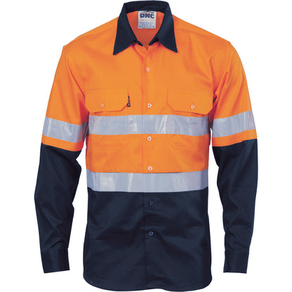 DNC HiVis Cool-Breeze Vertical Vented Cotton Shirt with Generic R/Tape - Long sleeve 3984
