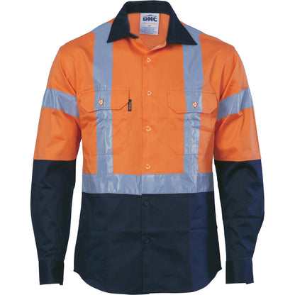 DNC HiVis D/N 2 Tone Drill Shirt with H Pattern Generic R/ Tape - Long sleeve 3983