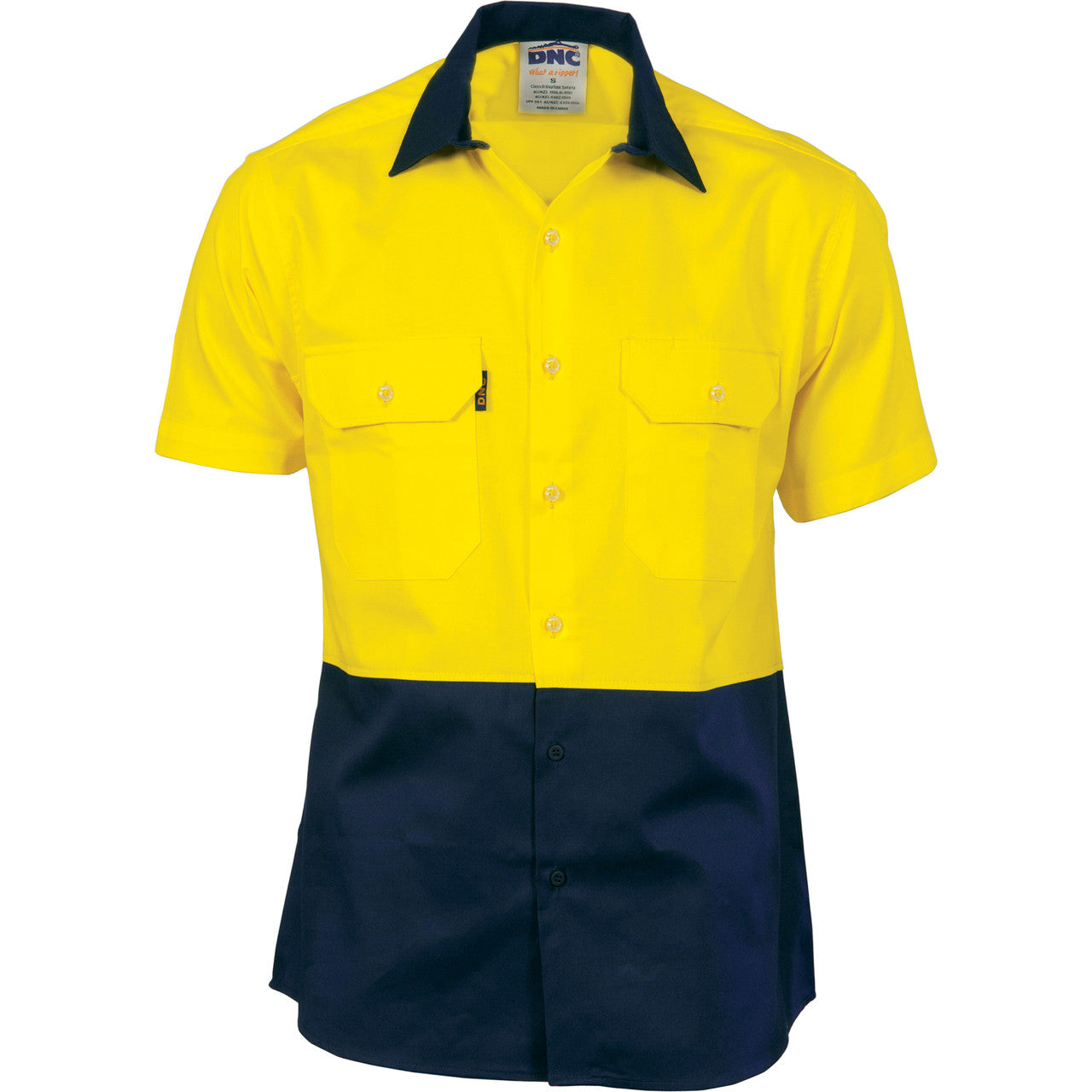 DNC HiVis Two Tone Cotton Drill Vented Shirt - Short Sleeve 3980