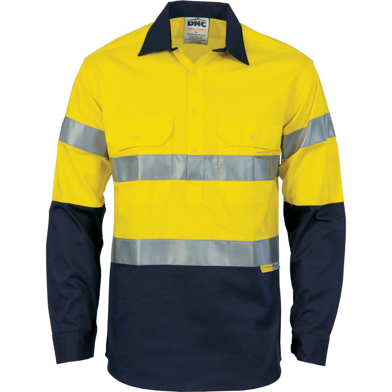 DNC HiVis Cool-Breeze Cotton Shirt with Generic R/Tape - Long sleeve 3966