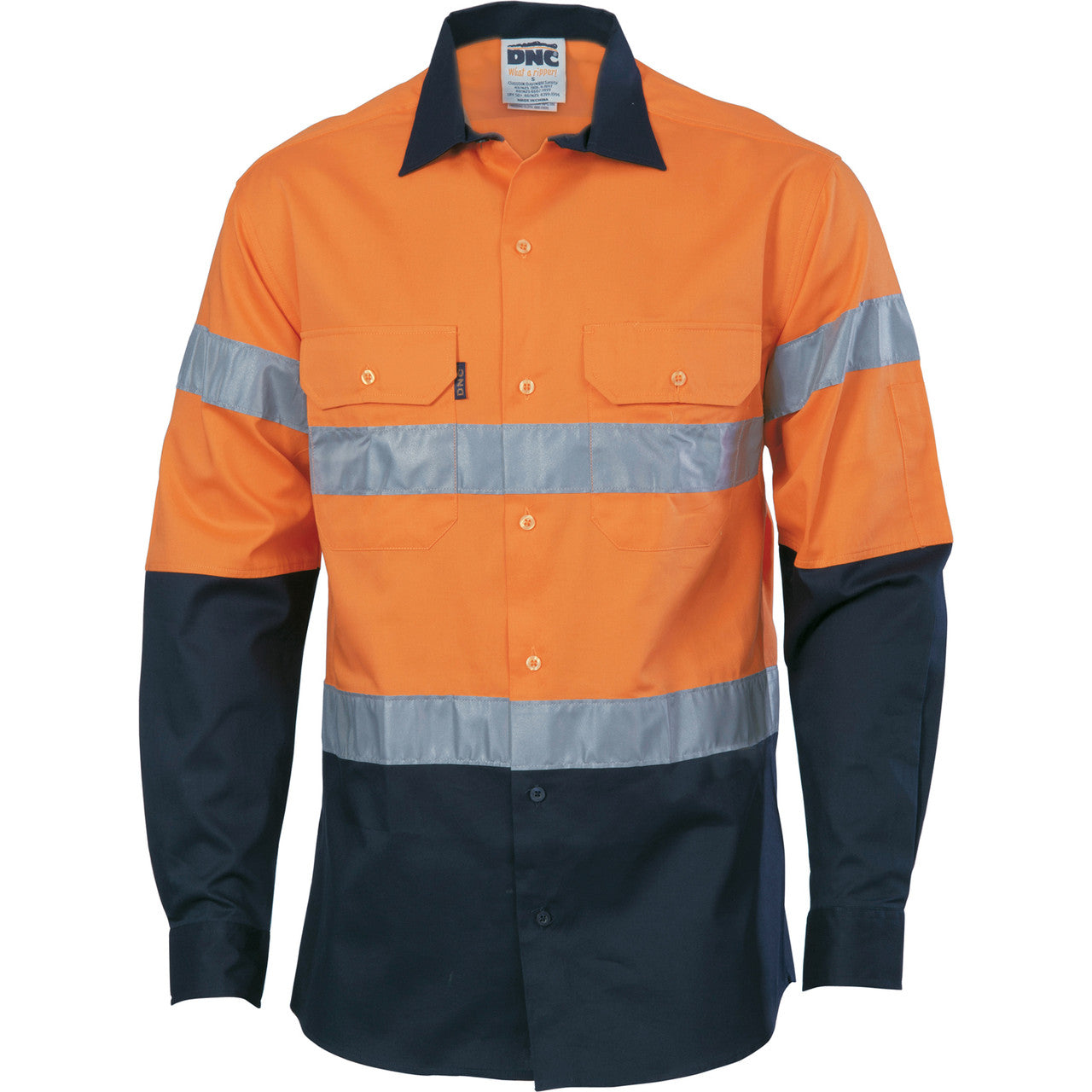 DNC HiVis Cool-Breeze Cotton Shirt with Generic R/Tape - Long sleeve 3966