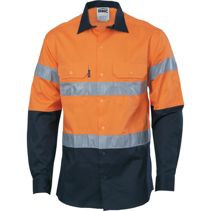 DNC HiVis Cool-Breeze Cotton Shirt with Generic R/Tape - Long sleeve 3966