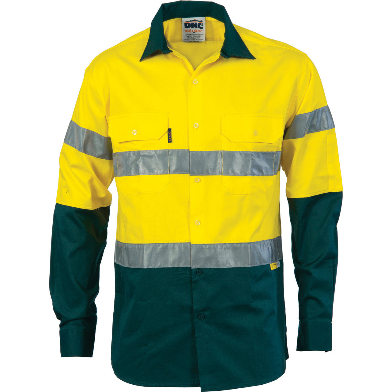 DNC HiVis Cool-Breeze Cotton Shirt with 3M 8910 R/Tape - Long sleeve 3886
