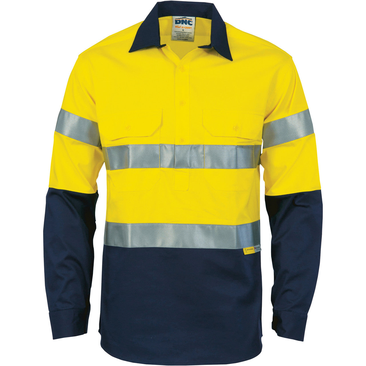 DNC HiVis Two Tone Closed Front Cotton Shirt with 3M R/Tape 3849