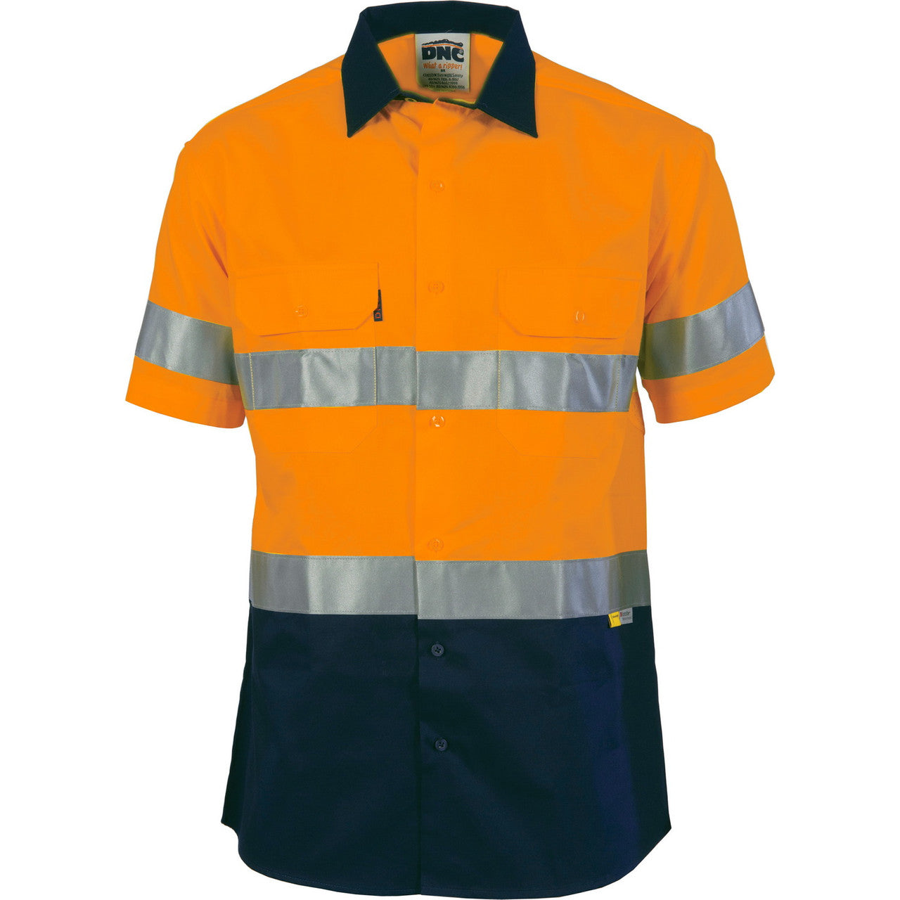DNC HiVis Two Tone Drill Shirt with 3M 8906 R/Tape - short sleeve 3833
