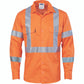 DNC Hivis cool-breeze cotton shirt with double hoop on arms & 'X' back CSR R/tape - long sleeve 3789