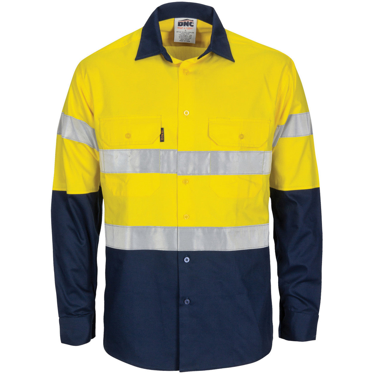 DNC HiVis R/W Cool-Breeze T2 Vertical Vented Cotton Shirt with Gusset Sleeves, Generic R/Tape - Long Sle 3782