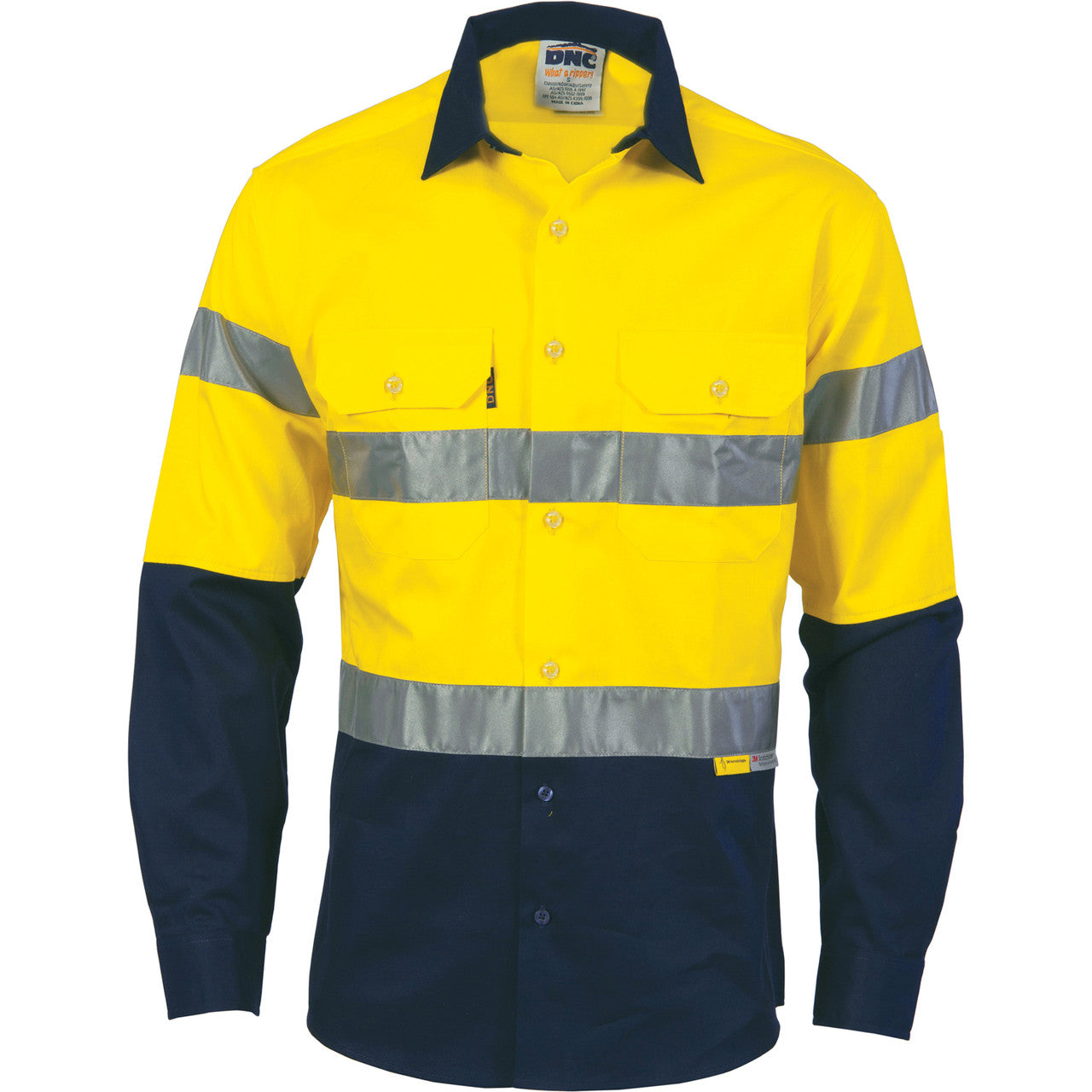 DNC HiVis two tone drill shirts with 3M8906 R/Tape - long sleeve 3736