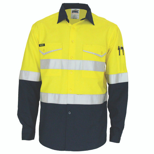 DNC Two-Tone RipStop Cotton Shirt with Reflective CSR Tape. L/S 3588