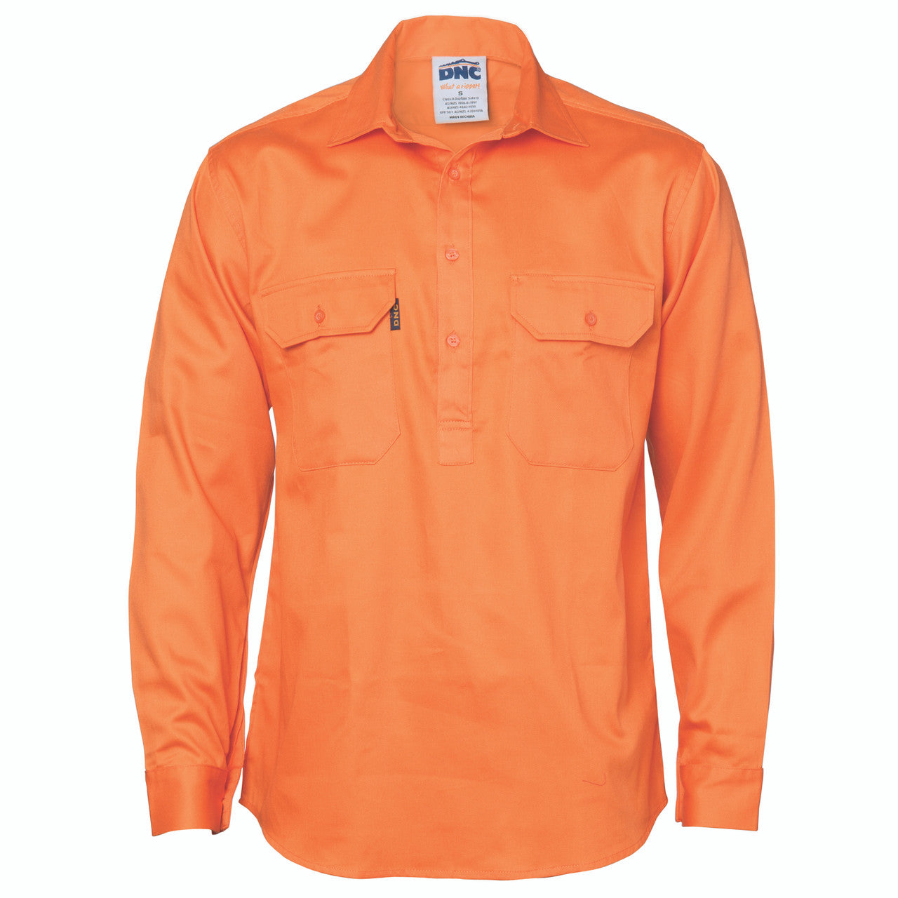 DNC Close Front Cotton Drill Shirt - Long Sleeve 3204