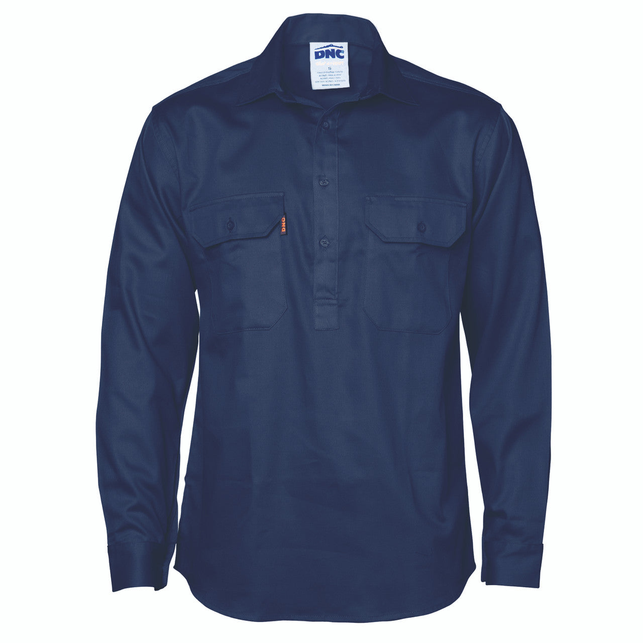 DNC Close Front Cotton Drill Shirt - Long Sleeve 3204