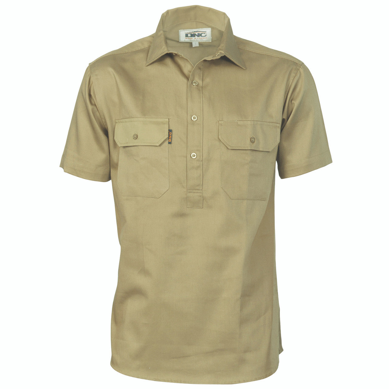 DNC Cotton Drill Close Front Work Shirt - Short Sleeve
