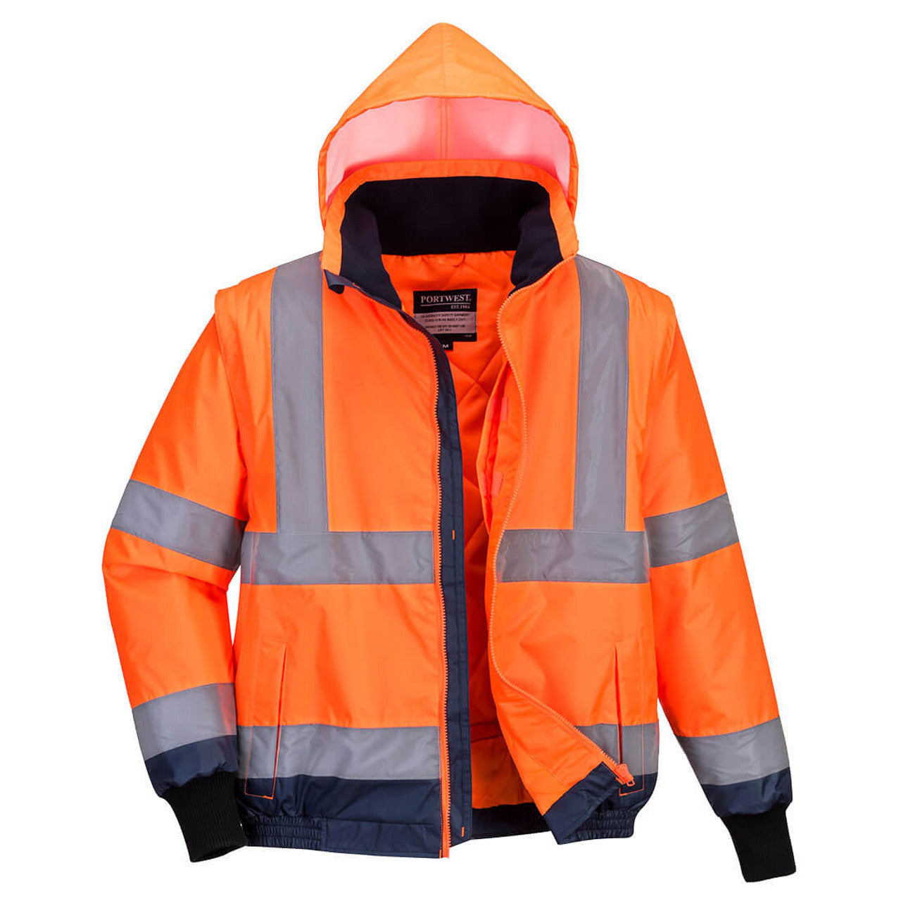 MJ464 - Hi-Vis Essential 2-in-1 Bomber Jacket with tape