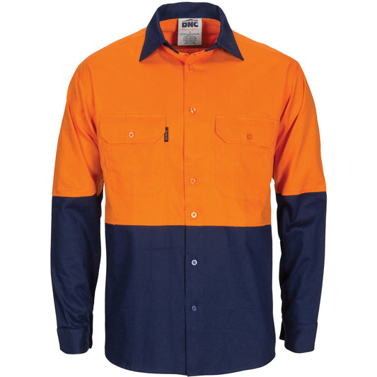 DNC HiVis R/W Cool-Breeze T2 Vertical Vented Cotton Shirt with Gusset Sleeves - Long Sleeve 3781