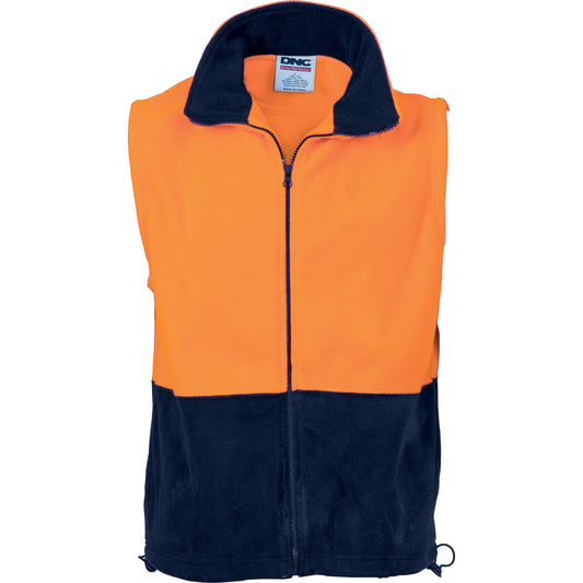 DNC HiVis Two Tone Full Zip Polar Fleece Vest 3828
