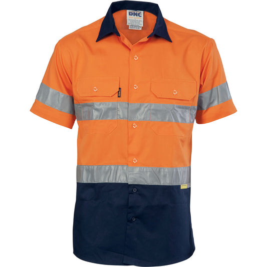DNC HiVis Cool-Breeze Cotton Shirt with 3M 8906 R/Tape - Short sleeve 3887