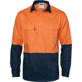 DNC HiVis 2 Tone Cool-Breeze Close Front Cotton Shirt - Long sleeve 3934