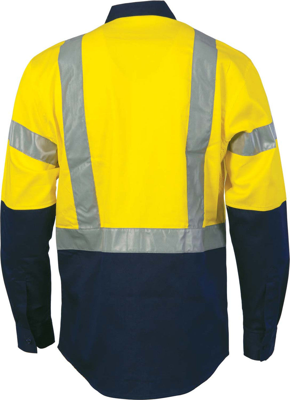 DNC HiVis D/N 2 Tone Drill Shirt with H Pattern Generic R/ Tape - Long sleeve 3983