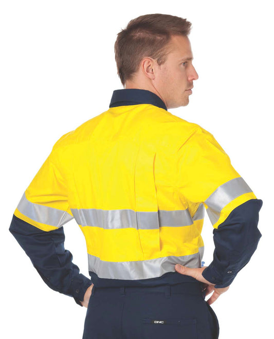 DNC HiVis Cool-Breeze Vertical Vented Cotton Shirt with Generic R/Tape - Long sleeve 3984