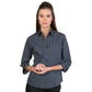 DNC Ladies Stretch Yarn Dyed Contrast Stripe Sh irts - 3/4 Sleeve 4234