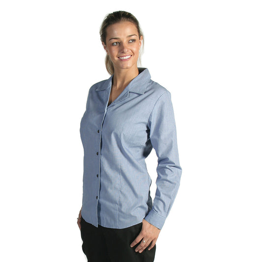 DNC Ladies Revere Collar Mini (Check) Houndstooth B.Shirt - long sleeve 4256