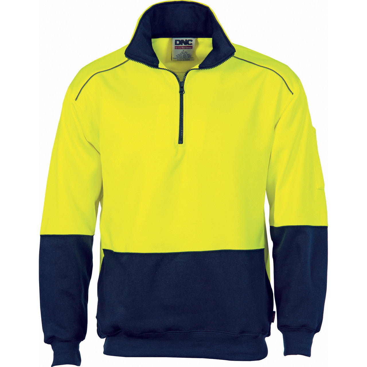DNC HiVis Two Tone 1/2 Zip Reflective Piping Sweat Shirt 3928