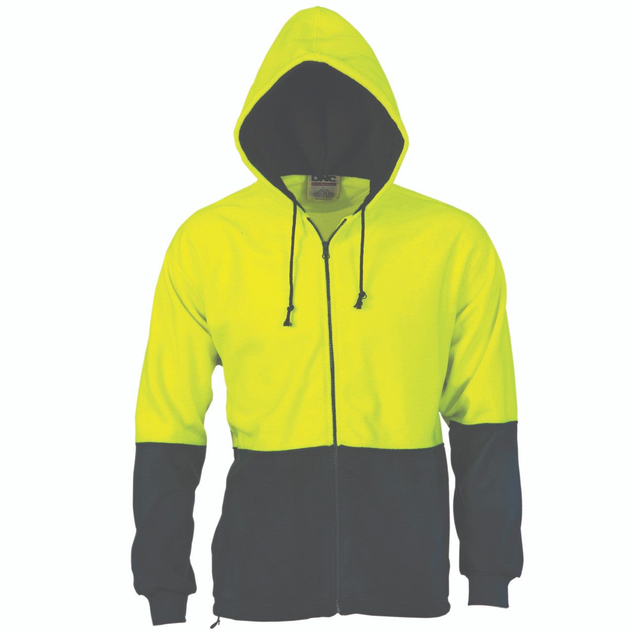 DNC Hivis full zip polar fleece hoodie with CSR R/tape 3926