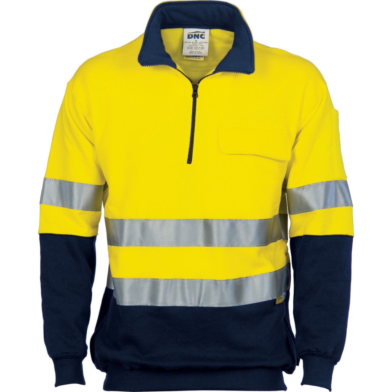 DNC HiVis Two Tone 1/2 Zip Cotton Fleecy Windcheater with 3M R/Tape 3925