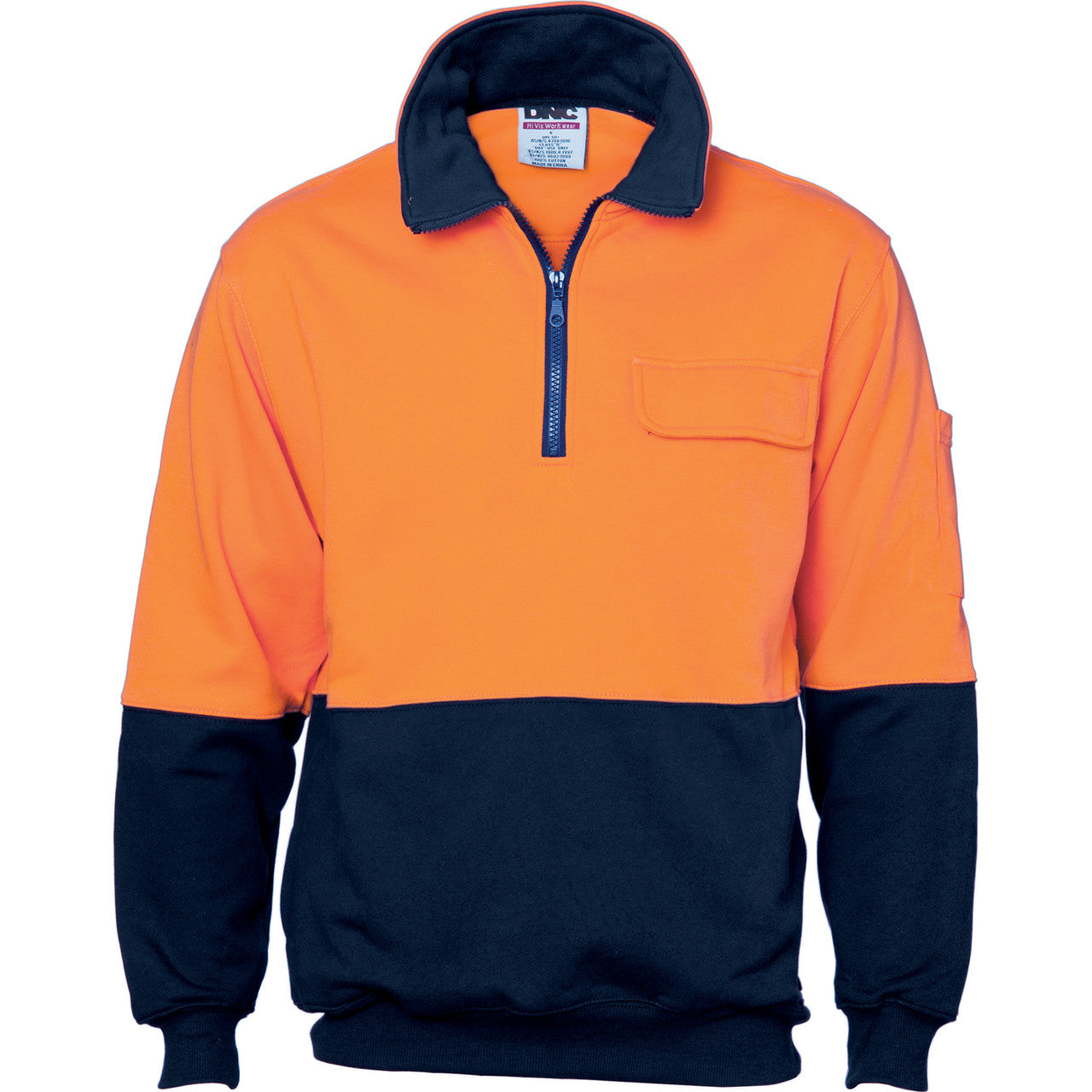 DNC HiVis Two Tone 1/2 Zip Cotton Fleecy Windcheater 3923