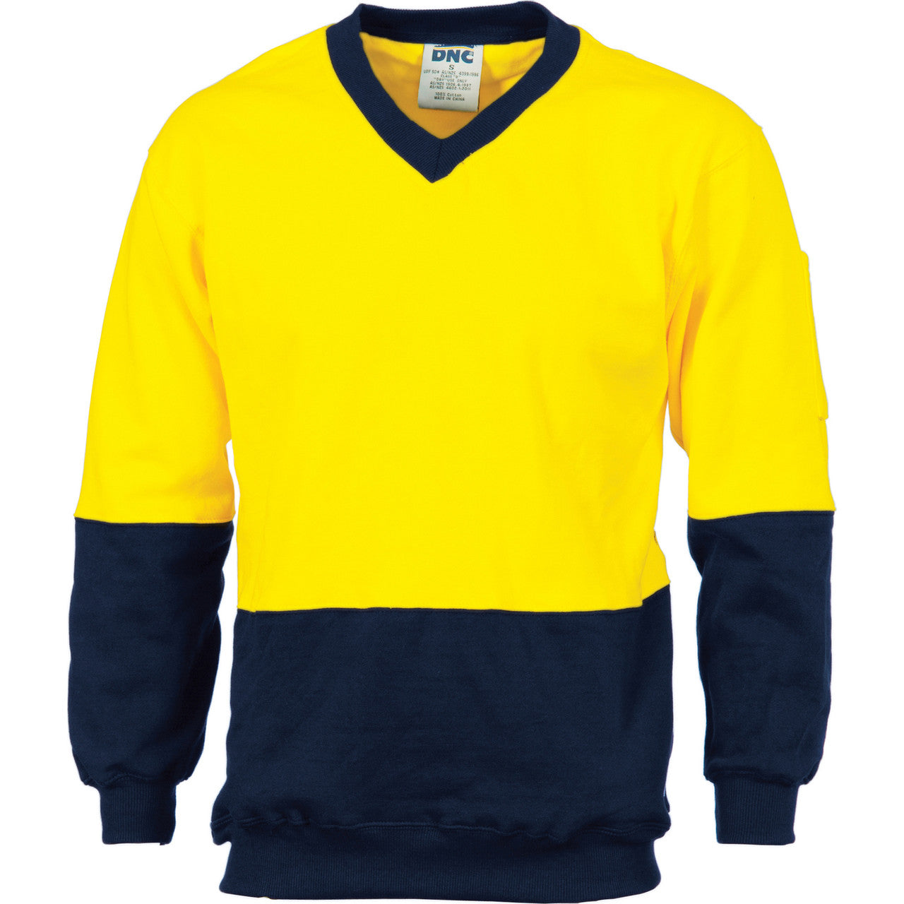 DNC HiVis Two Tone Cotton Fleecy Sweat Shirt V-Neck 3922