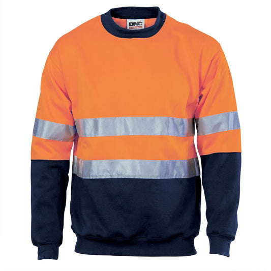 DNC HiVis Two Tone Fleecy Sweat Shirt (Sloppy Joe) with CSR R/Tape Crew-Neck 3824