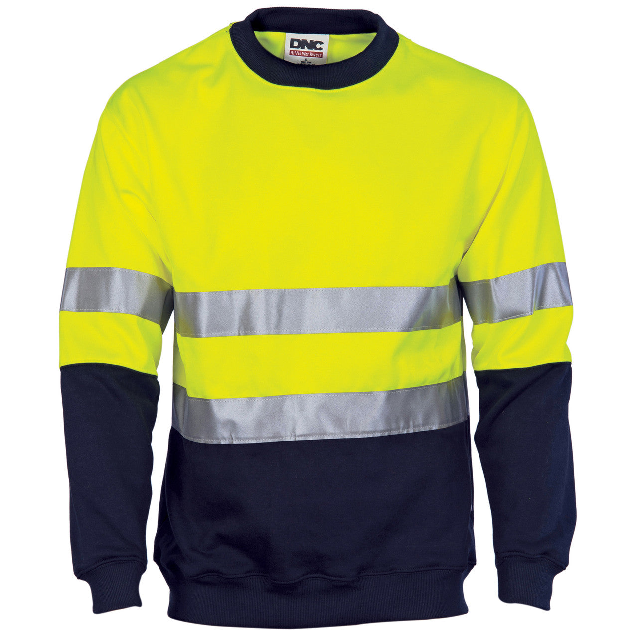 DNC HiVis Two Tone Fleecy Sweat Shirt (Sloppy Joe) with CSR R/Tape Crew-Neck 3824