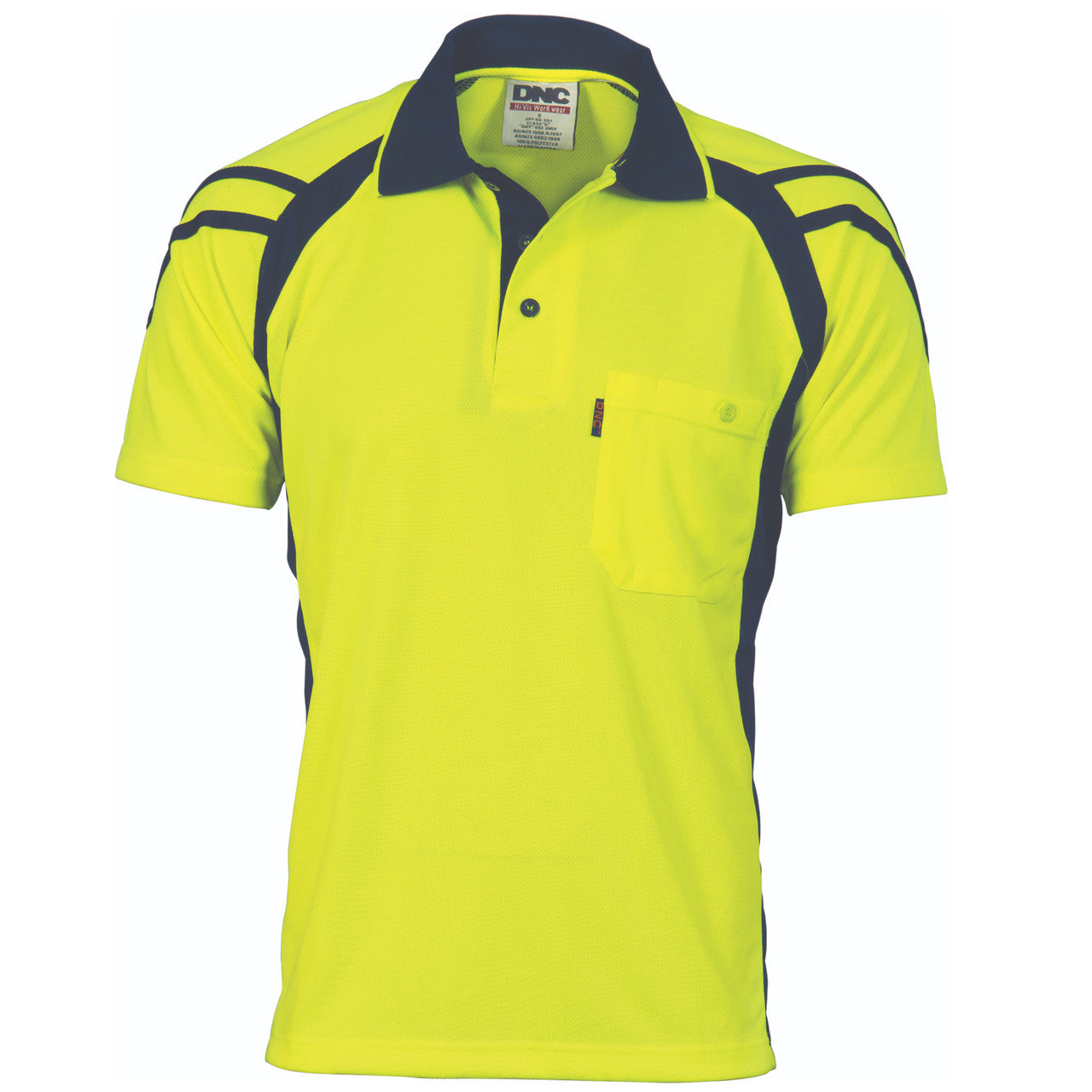 DNC Cool Breathe Stripe Panel Polo Shirt - Short Sleeve 3979