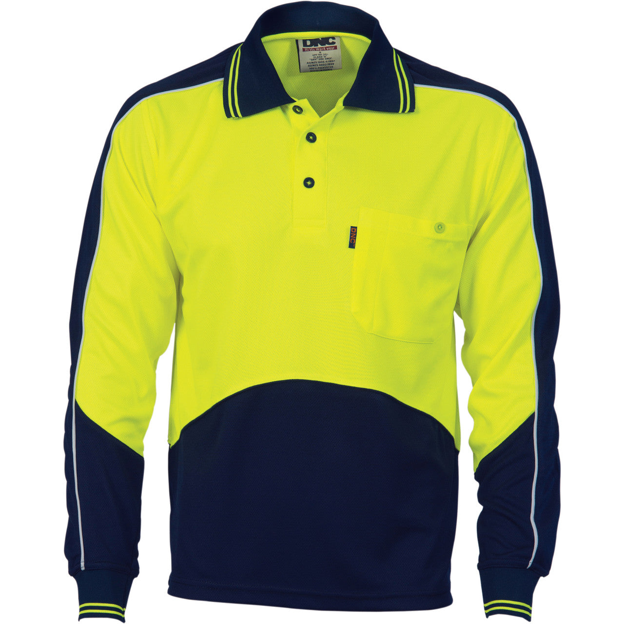 DNC HiVis Cool Breathe Panel Polo Shirt - Long Sleeve 3892